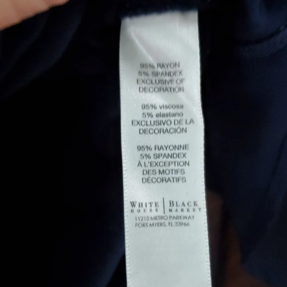 WHBM Navy Boatneck Tab Sleeve Shirt with Sheer Panel size medium‎ - Picture 7 of 11